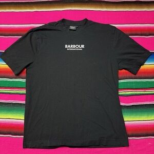 Barbour International T-shirt Men‎ L Black Puff Print Spellout Hit